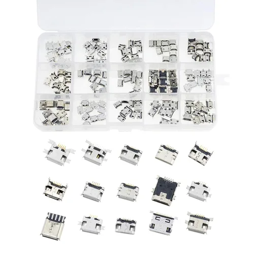 Vista 9 de 50pcs 5Pin Micro USB hembra sockets, puerto de carga reparación conector