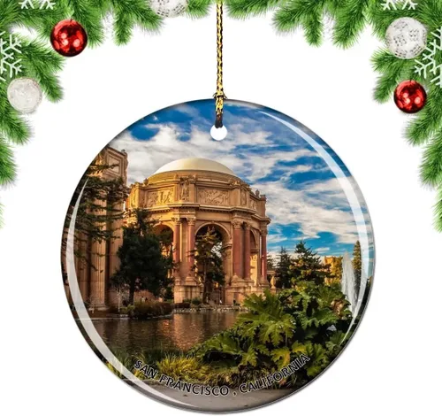 Vista 7 de California San Francisco 16 Avenue Tiled Steps USA Christmas Tree Ornamento Decoración Colgante Colgante Decoración Ciudad Viaje Souvenir Colección