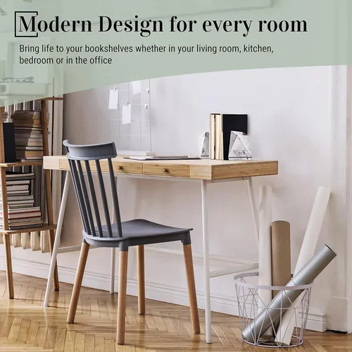 Vista 5 de Sujetalibros de estilo mármol, decorativo, resistente, para estantes, antideslizante, diseño único (blanco)