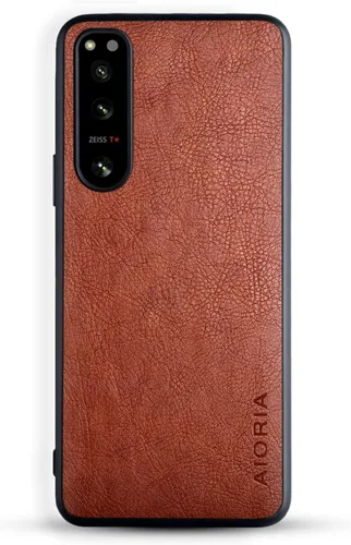 Vista 21 de AIORIA Funda protectora completa para Sony Xperia 1 IV, 6.5 pulgadas Premium PU Leather Cover Retro Business Design Full Protective Case para Sony
