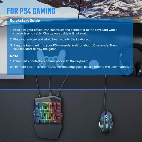 Vista 4 de Juego de adaptador de teclado y ratón para PS4SwitchXbox One IFYOO KMAX2 Plus Consola de juegos con cable compatible con FortniteePUBGGRainbow Six