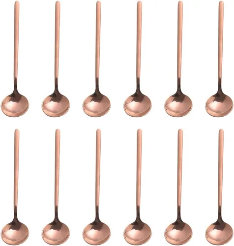 Vista 16 de 6 cucharas de café negras, cucharas de café espresso de acero inoxidable 18/8, mini cuchara de té Vogue de 5.2 pulgadas, cuchara pequeña agitadora