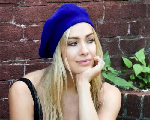 Vista 3 de Boina de lana francesa para mujer, gorra de invierno clásica de color sólido