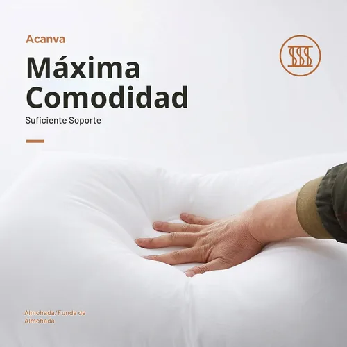 Vista 5 de Acanva Almohada básica de cama suave para dormir, tamaño Queen, color blanco, 2