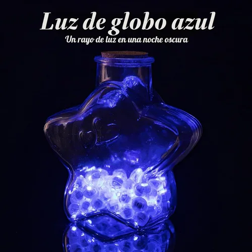Vista 4 de 50 luces de globo, mini luces LED, redondas, largas esperas, lámpara de bola para linterna de papel, fiesta de cumpleaños, Navidad, Halloween Azul
