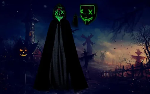 Vista 6 de Capa de terciopelo con capucha para niños, disfraz de Halloween con luz LED