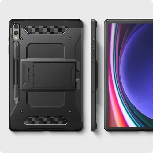Vista 7 de Spigen Funda rígida protectora para Galaxy Tab S10 Plus (2024), Galaxy Tab S9 Plus (2023), Tough Armor Pro con soporte y soporte para S Pen, 12.4