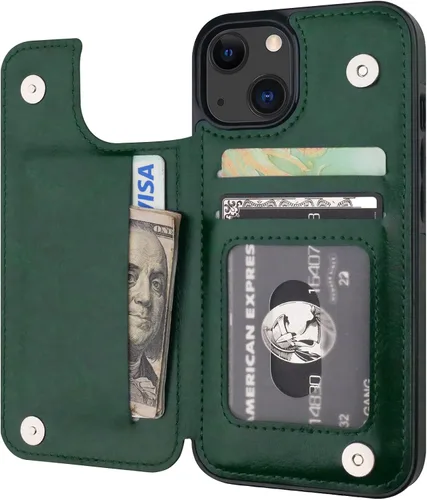 Vista 18 de ONETOP - Funda tipo cartera con tarjetero para iPhone 13, color negro Kickstand,ID/Cash Holder,Case Wallet with Card Slots,Double Magnetic