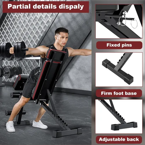 Vista 5 de ALSO GO Adjustable Weight Bench, Workout Benches with Leg Extension, Foldable Incline Decline Bench Press, Roman Chair, Full Body Strength Training