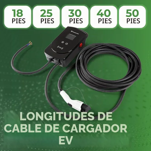 Vista 7 de PRIMECOM 80 Amp 20 veces más rápido, 22 KW, 220 voltios, nivel 2, longitud de cable de 18 pies a 50 pies, estación de carga inteligente