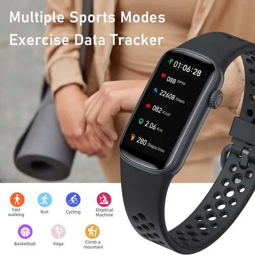 Vista 5 de Reloj de contador de pasos para hombres y mujeres, relojes inteligentes Laides, notificación de mensajes, IP68, impermeable, rastreador