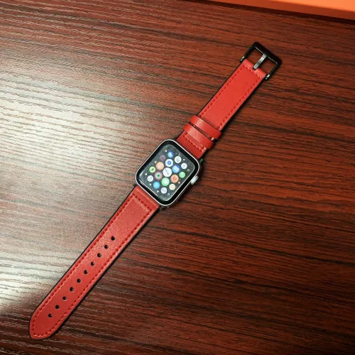 Vista 5 de Compatible con Apple Watch Band de 1.929 in, 1.772 in, 1.732 in, 1.654 in, 1.614 in, 1.575 in, 1.496 in, correa de cuero genuino para iWatch Ultra