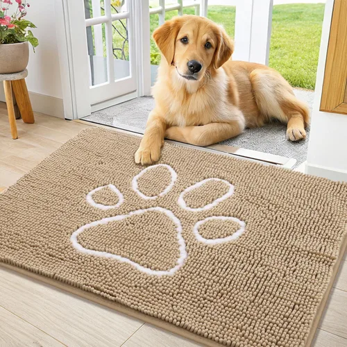 Vista 126 de Smiry Tapete para puerta de perro para patas fangosas, absorbente y Gris y negro