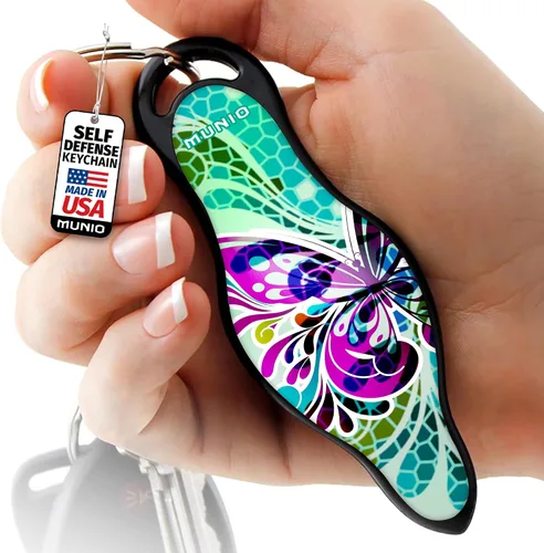Vista 13 de MUNIO Llavero de autodefensa, elegante y portátil, herramienta de seguridad para mujeres y hombres, no letal, aprobado por la TSA, fabricado