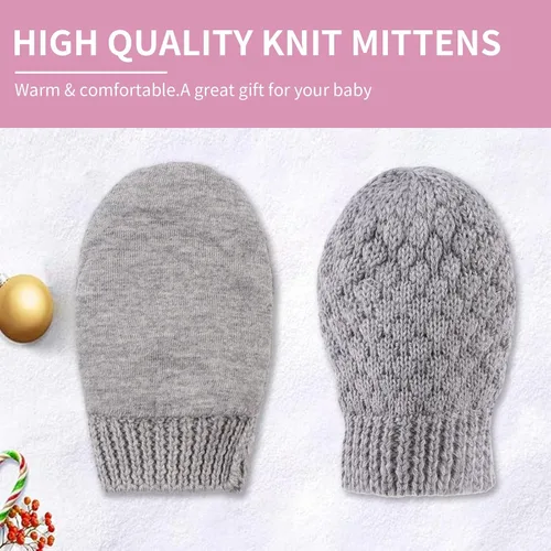 Vista 4 de Guantes de punto para bebés, niños y niñas, guantes de invierno para recién nacidos, guantes de 0 a 3 años