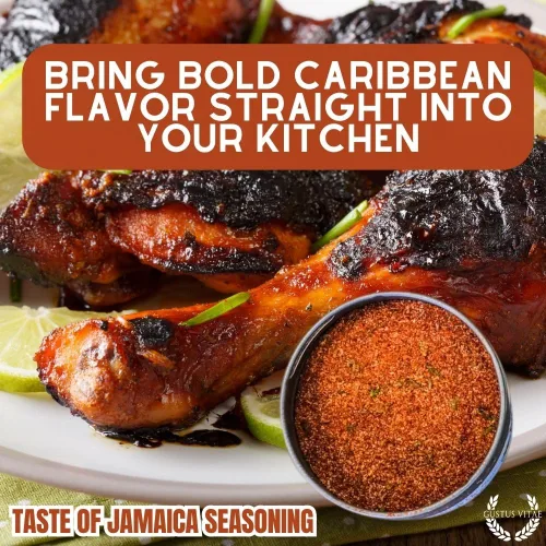 Vista 2 de Taste of Jamaica Jerk Seasoning & Spice Blend – Auténtica mezcla gourmet artesanal – Sin OGM – Fabricado en pequeños lotes – Todo natural – Lata