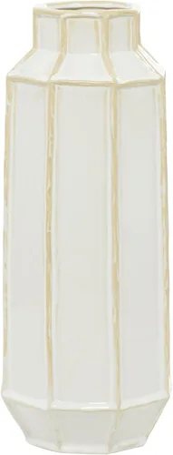 Vista 7 de Jarrón Deco 79, 8 pulgadas de largo x 8 pulgadas de ancho x 9 pulgadas de alto, color blanco