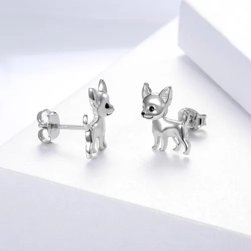 Vista 4 de Sterling Silver Dogs Stud Earrings Beagle Corgi Chihuahua Dachshund French Bulldog German Shepherd Poodle Mom Breed Puppy Jewelry for Daughter
