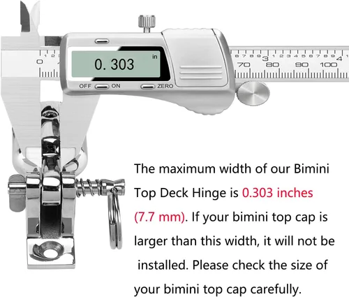 Vista 6 de TINGZHIGO Bisagra de cubierta superior Bimini con pasador de liberación rápida, accesorios de montaje superior Bimini Bisagra de cubierta de 90°