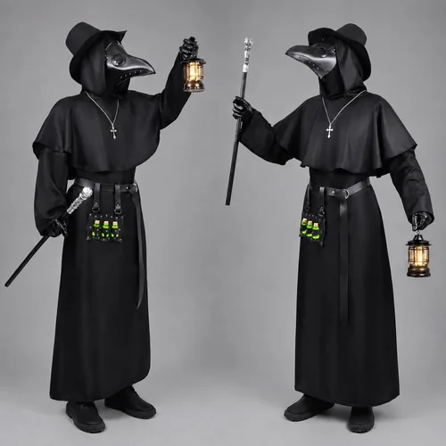Vista 3 de Disfraz de médico de la peste, conjunto de máscara y bata de médico de la peste para adultos, disfraz de cosplay