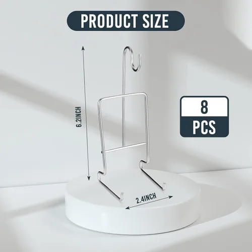 Vista 2 de Soporte de exhibición de taza de té y platillo, 8 piezas, soporte de metal para platillos para tazas de té, café, organizador para platos de cocina