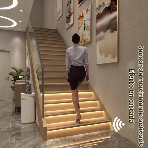 Vista 3 de Luces de Escalera con Sensor de Movimiento para Interiores, Luces LED Inteligentes para Escalones de Interior, 16 Escaleras de 40 Pulgadas de Blanco