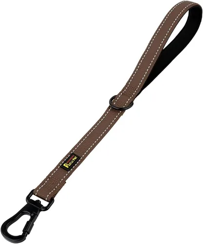 Vista 30 de PLUTUS PET Correa corta para perro, mango acolchado de nailon reflectante, correa de tráfico fuerte con clip de mosquetón, perfecta para perros Beige