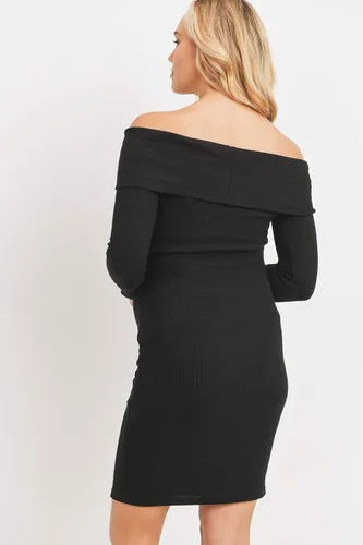 Vista 4 de LaClef Vestido de maternidad de punto con hombros descubiertos para mujer