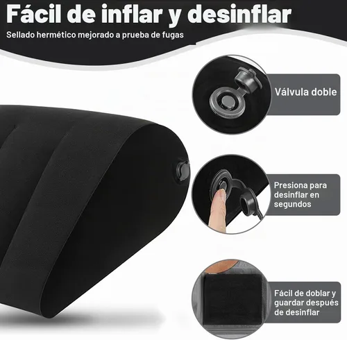Vista 7 de Almohada inflable de cuña para dormir y viajar, soporte multiusos para espalda, piernas y rodillas, cojín triangular portátil para cama, sofá u