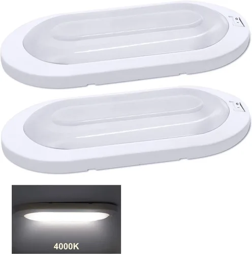 Vista 10 de Facon - Juego de 2 accesorios de luz LED para RV de 12 V, luz de techo con interruptor - DDS01-008, luz interior de 12 voltios para autocaravanas