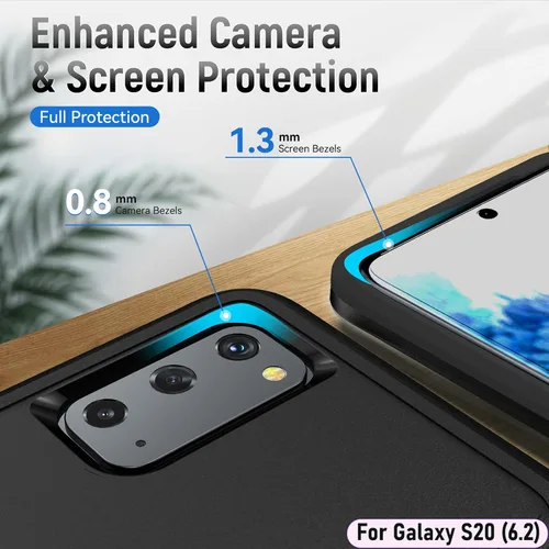 Vista 8 de Funda híbrida de doble capa para Galaxy S20 de 6.2 pulgadas, resistente a los golpes, resistente a los golpes, con 1 soporte magnético