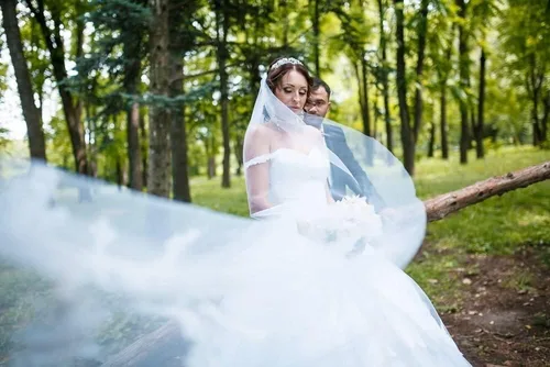 Vista 6 de Velo de boda de una sola capa Lianshi velo de novia bordado de encaje suministros de novia 9.8ft, Blanco
