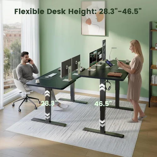 Vista 9 de CubiCubi Escritorio eléctrico grande de pie de 48 x 30 pulgadas, escritorio Negro