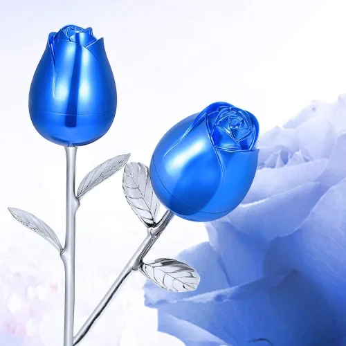 Vista 6 de OIJH Ashes Colgante Joyería Urnas de Perro Acero Inoxidable Cremación Plata y Azul Rosa Flor con Caja Recuerdo Colorido Flor Recuerdo - Plata y Azul