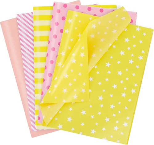 Vista 14 de BEISHIDA 100 hojas de papel de seda blanco y negro a granel, rayas de sarga y puntos, estrellas para bolsas de regalo, papel de regalo de 14 x 20