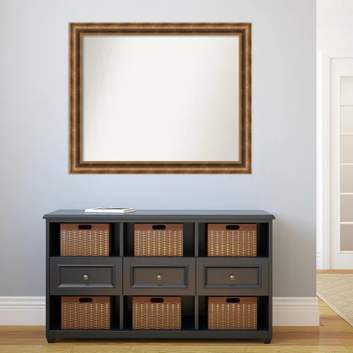 Vista 134 de Amanti Art Espejo de pared personalizado no biselado (25 x 25 pulgadas), marco de bronce acentuado, varios tamaños personalizados, espejo de baño