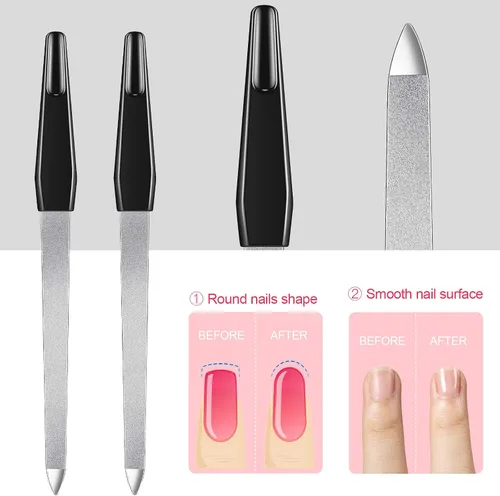 Vista 4 de 12 limas de uñas de metal de 6.7 pulgadas, lima de uñas de acero inoxidable de doble cara con mango antideslizante, uñas de los pies, herramienta