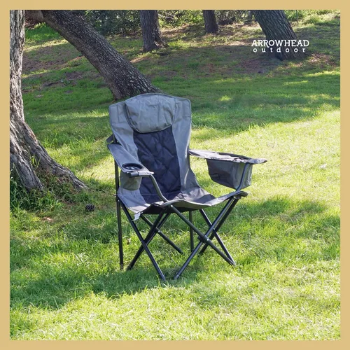 Vista 2 de ARROWHEAD OUTDOOR Paquete de 2 sillas plegables portátiles para acampar con enfriador de 6 latas, portavasos y soportes para copas de vino, bolsa