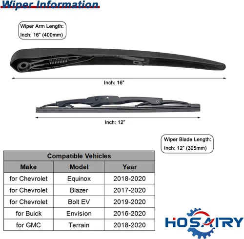 Vista 2 de Juego de limpiaparabrisas trasero para Buick Envision 2016-2020, para GMC Terrain 2018-2020, para Chevy Blazer Bolt EV Equinox 2017-2020 Conjunto