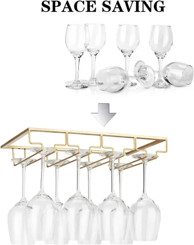 Vista 2 de FOMANSH Estante para copas de vino debajo del gabinete, soporte para copas de vino, organizador de copas de vino, colgador de almacenamiento