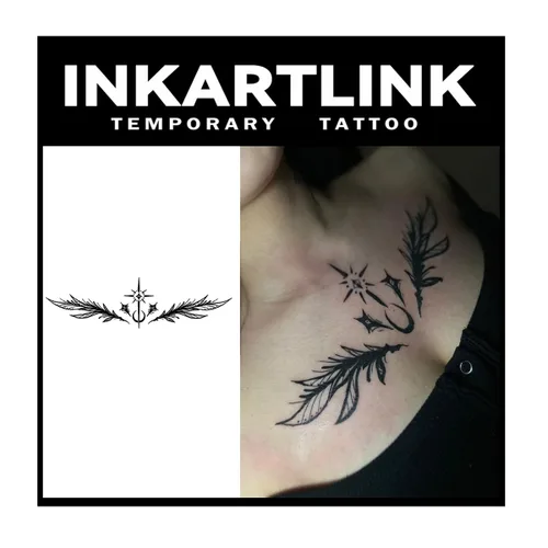 Vista 14 de INKARTLINK Tattoo Tech, 2 hojas de tatuaje semipermanente mediano, tatuajes temporales de diseño artístico para adultos, dura 1-2 semanas
