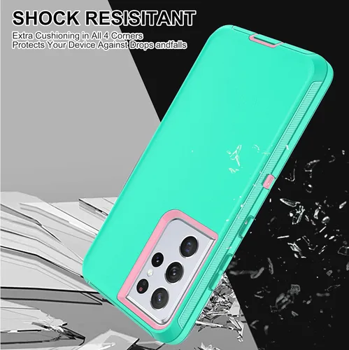 Vista 6 de Funda para S21 Ultra, funda para Samsung Galaxy S21 Ultra con protector de pantalla de TPU flexible autorreparable (paquete de 2), funda de Azul