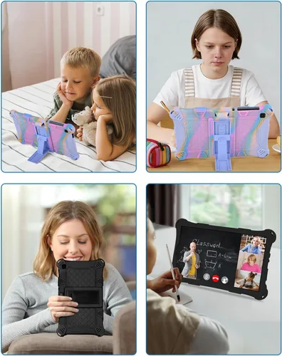 Vista 7 de DETUOSI Funda para Samsung Galaxy Tab A7 Lite de 8.7 pulgadas, con lápiz capacitivo y correa para el hombro, funda protectora ligera de silicona