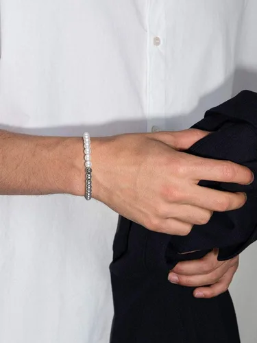 Vista 3 de GAVU Pulsera de perlas de concha de flor de lis para hombre