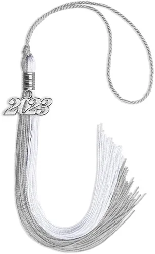 Vista 106 de Endea Graduation Borla de doble color con gota de fecha plateada (negro/oro antiguo, 2025)