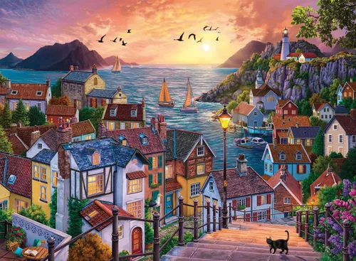 Vista 9 de Anatolian Puzzle -Calm Street, 1000 piezas Puzzle, #1203
