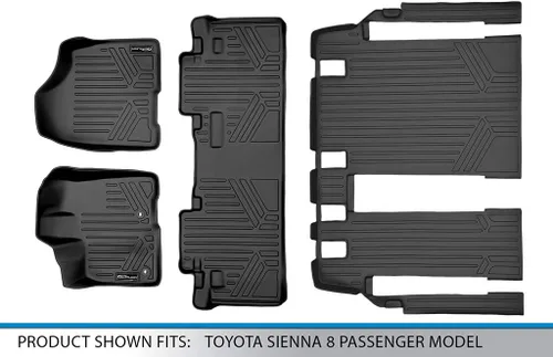Vista 6 de MAXLINER - Juego de alfombrillas de ajuste personalizado de 3 filas compatibles con Toyota Sienna 2013-2020