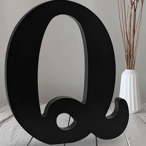 Vista 9 de AOCEAN Letras de madera negra de 12 pulgadas Letras de madera sin terminar para Halloween Letras decorativas de pie Rebanadas Tablero