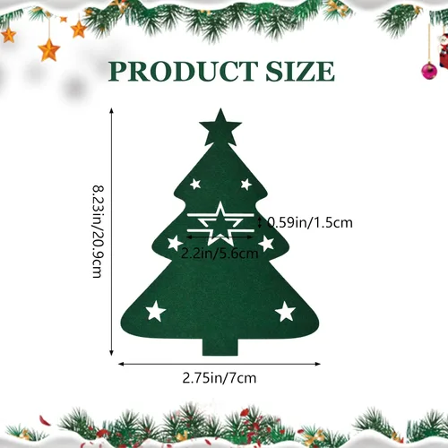 Vista 2 de MOROBOR Soporte para cubiertos de Navidad, 24 piezas, soporte para cubiertos de Navidad, bolsa de cubiertos de Navidad verde, soporte