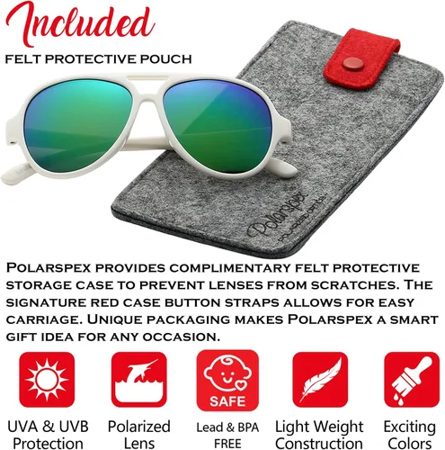 Vista 2 de PolarSpex Gafas de sol para niños, flexibles, polarizadas, sin BPA, para edades de 3 a 7 años